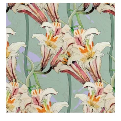 Wallpapers4Beginners Carta da Parati Floreale in Stile Art Nouveau con Gigli Rosa> Carte Da Parati
