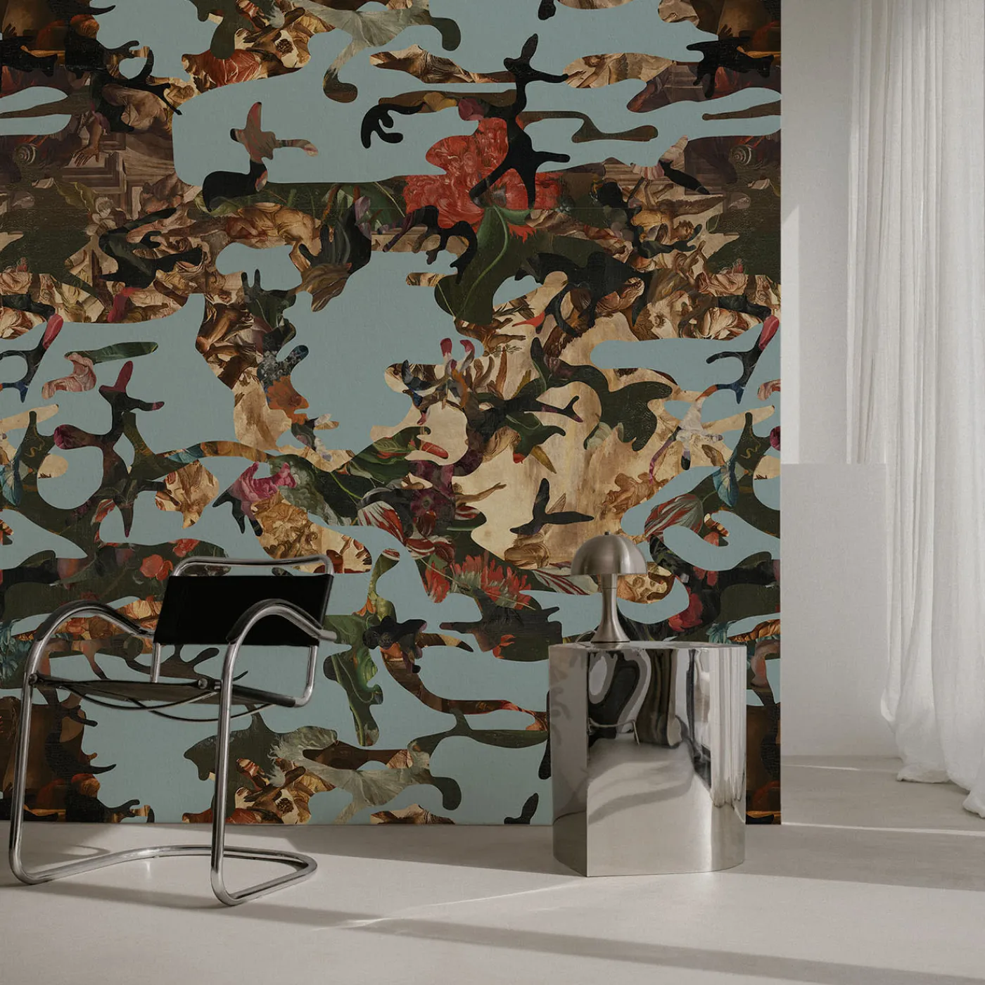 MaVoix Carta da parati Hidden In Plain Sight Nikko Blue di Magnus Gjoen> Carte Da Parati