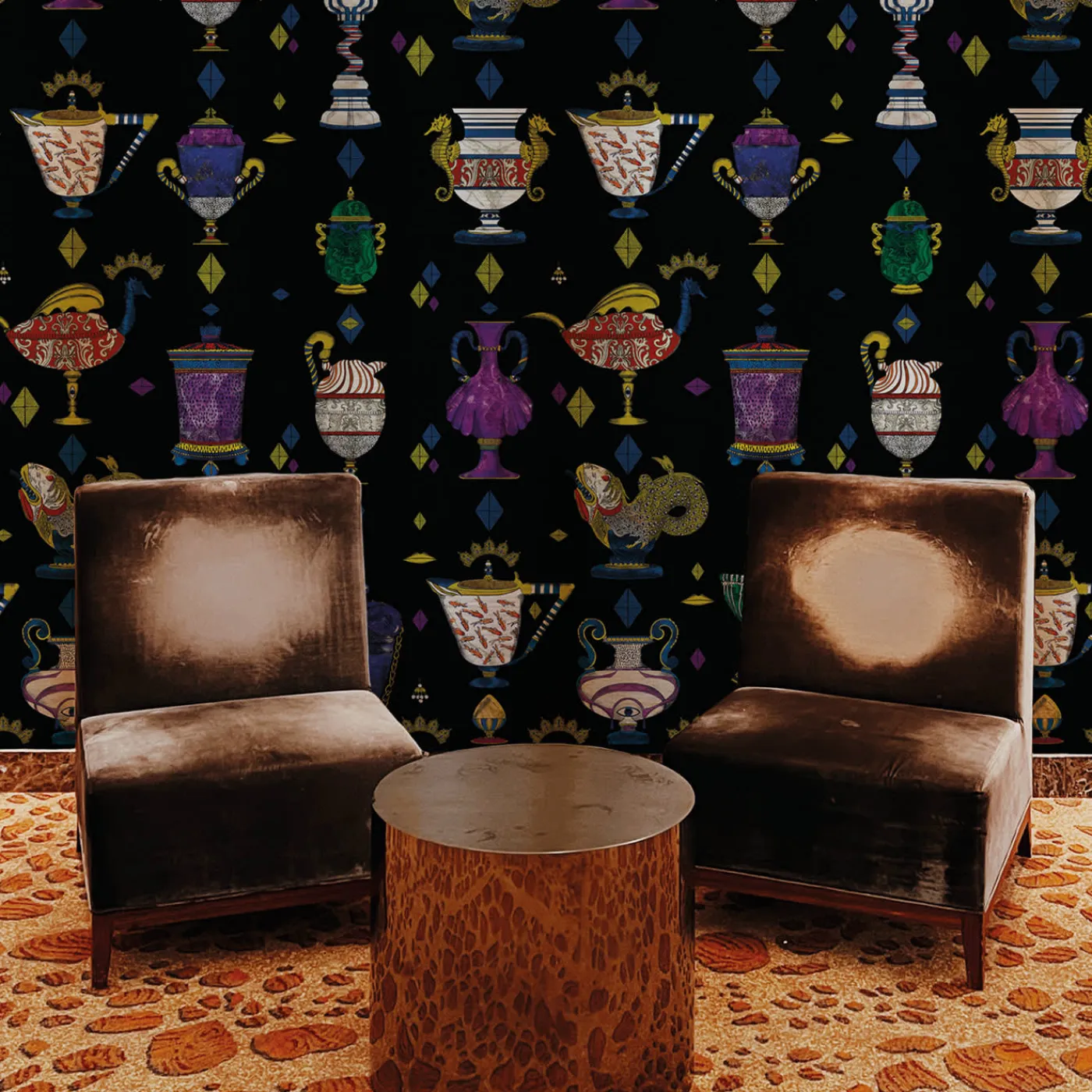 MaVoix Carta da parati Ludovica Nero Mezzanotte> Carte Da Parati