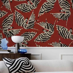 MaVoix Carta da parati Misteriosa Zebrata rossa di Leonardo Dini> Carte Da Parati