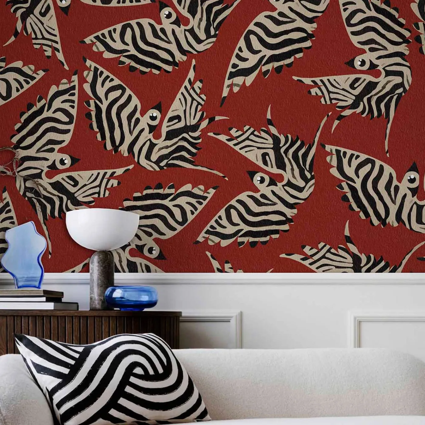 MaVoix Carta da parati Misteriosa Zebrata rossa di Leonardo Dini> Carte Da Parati