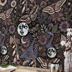 Wallpapers4Beginners Carta da Parati Multicolore Giardino Mistico a Mezzanotte> Carte Da Parati