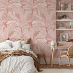 Wallpapers4Beginners Carta da parati rosa della giungla tropicale><noscript><img width=