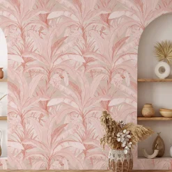 Wallpapers4Beginners Carta da parati rosa della giungla tropicale><noscript><img width=