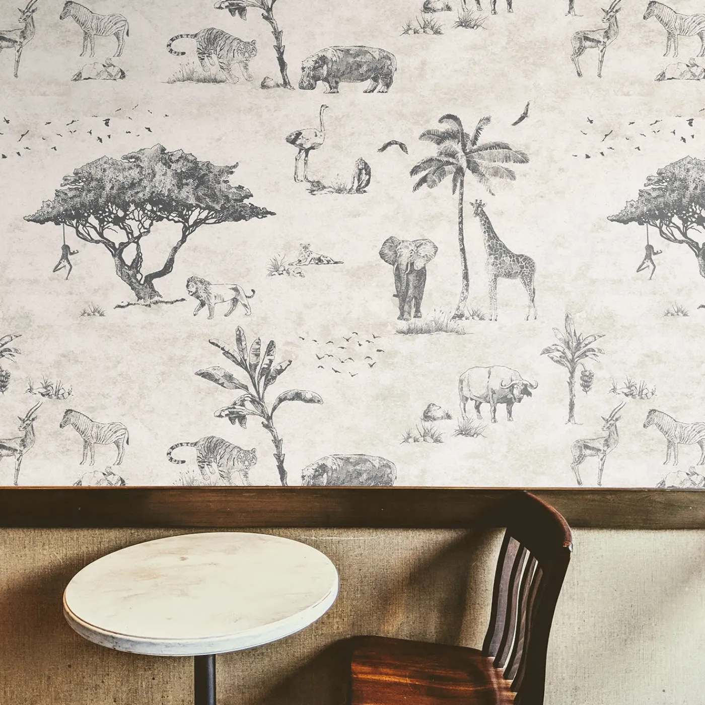 Wallpapers4Beginners Carta da Parati Safari Beige con Animali Selvatici> Carte Da Parati