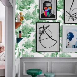 Wallpapers4Beginners Carta da Parati Toile de Jouy Tropicale Verde> Carte Da Parati