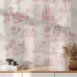 Wallpapers4Beginners Carta da Parati Toile Vintage Francese Rosa> Carte Da Parati