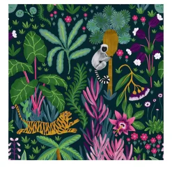 Wallpapers4Beginners Carta da Parati Tropicale Colorata con Giungla Scura> Carte Da Parati