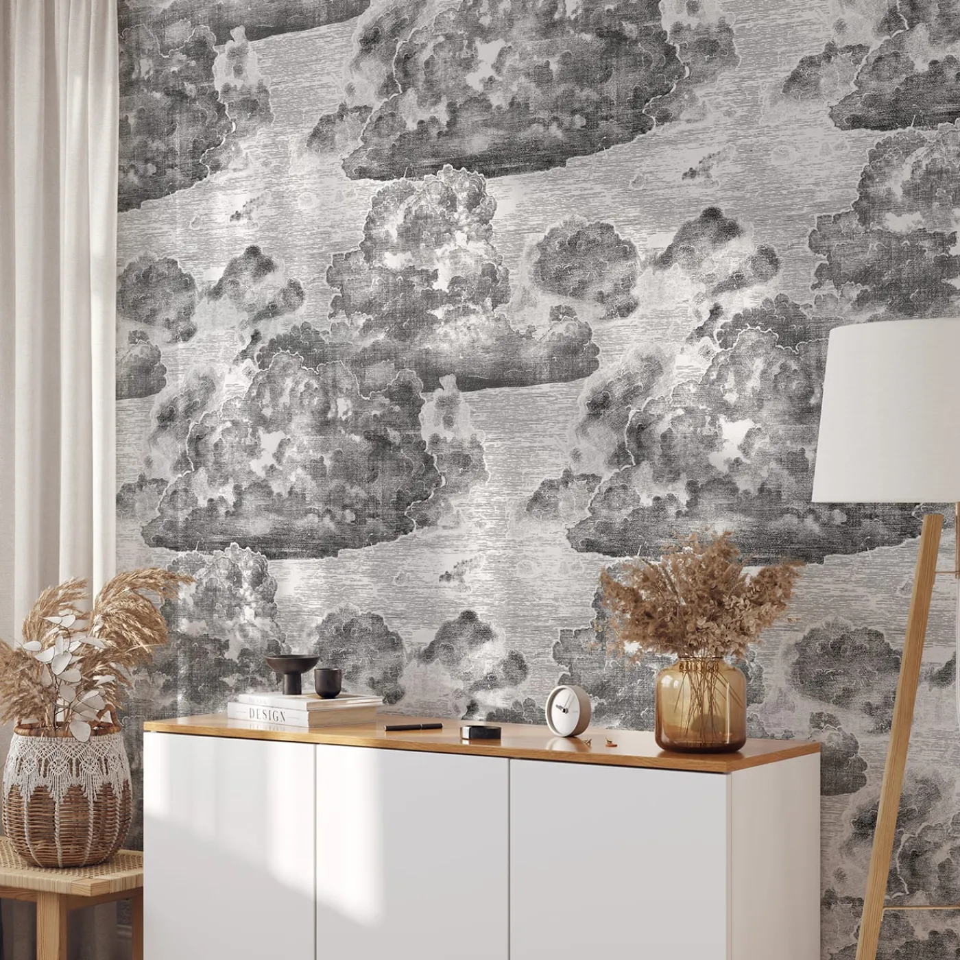 Wallpapers4Beginners Carta da parati vintage con nuvole nere> Carte Da Parati