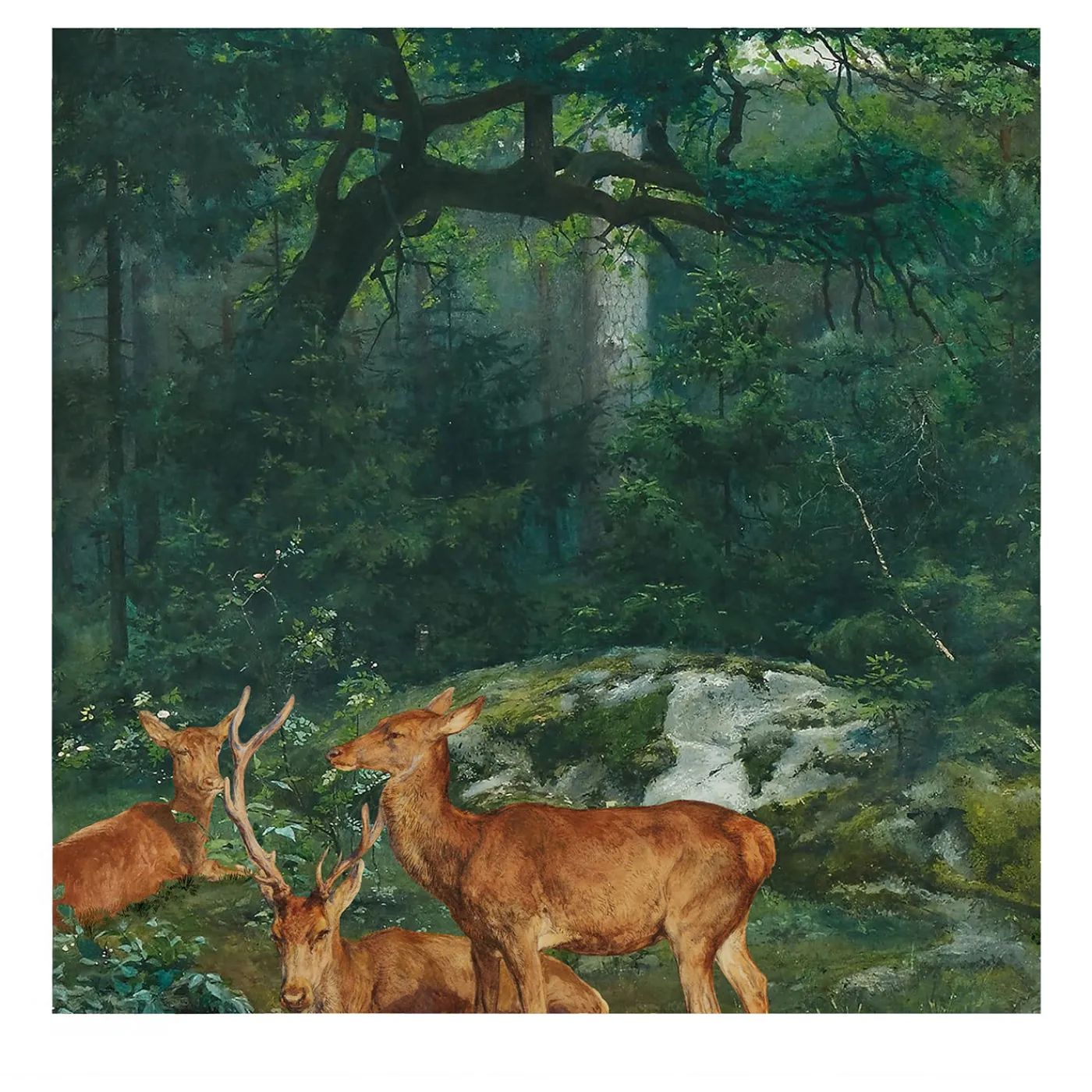 Wallpapers4Beginners Carta da parati vintage con cervi della foresta> Carte Da Parati