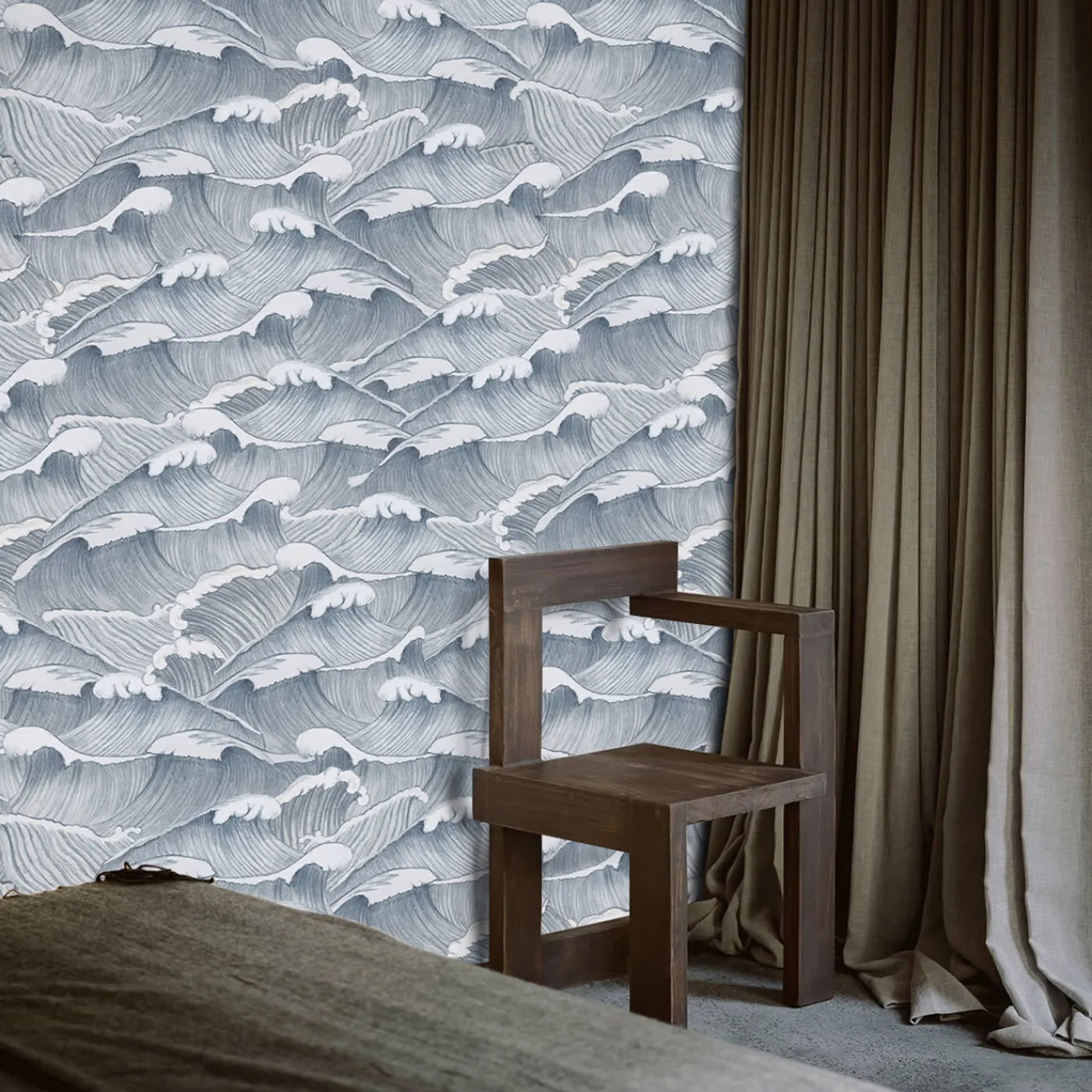 Wallpapers4Beginners Carta da Parati Vintage con Onde Giapponesi> Carte Da Parati