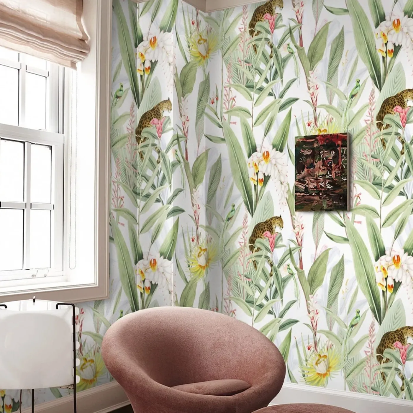 Wallpapers4Beginners Carta da parati vintage Foresta tropicale con giaguari e pappagalli> Carte Da Parati