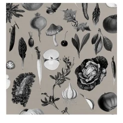 Wallpapers4Beginners Carta da Parati Vintage Grigia con Verdure per Cucina> Carte Da Parati