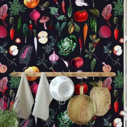 Wallpapers4Beginners Carta da Parati Vintage Nera con Verdure per Cucina> Carte Da Parati