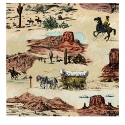 Wallpapers4Beginners Carta da Parati Vintage Western con Cowboy e Cavalli> Carte Da Parati