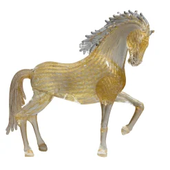 Zanetti Murano Cavallino rampante in vetro oro> Statuine