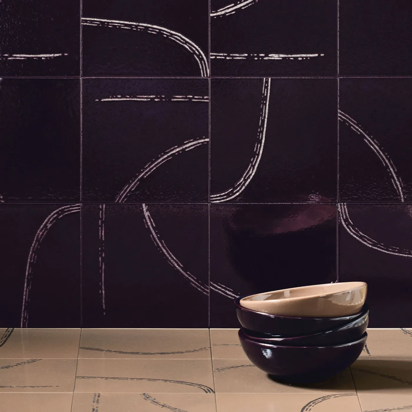 Ninefifty Cenni Set di 25 piastrelle viola di Margherita Rui> Piastrelle E Pavimenti