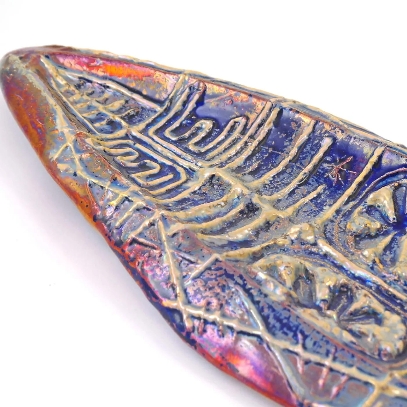 Ceramiche Lega di Martina Scarpa Centrotavola a Forma di Barca in Ceramica Policroma Graffito> Centrotavola