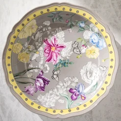 GINORI 1735 Centrotavola grigio con giardino di iris> Centrotavola