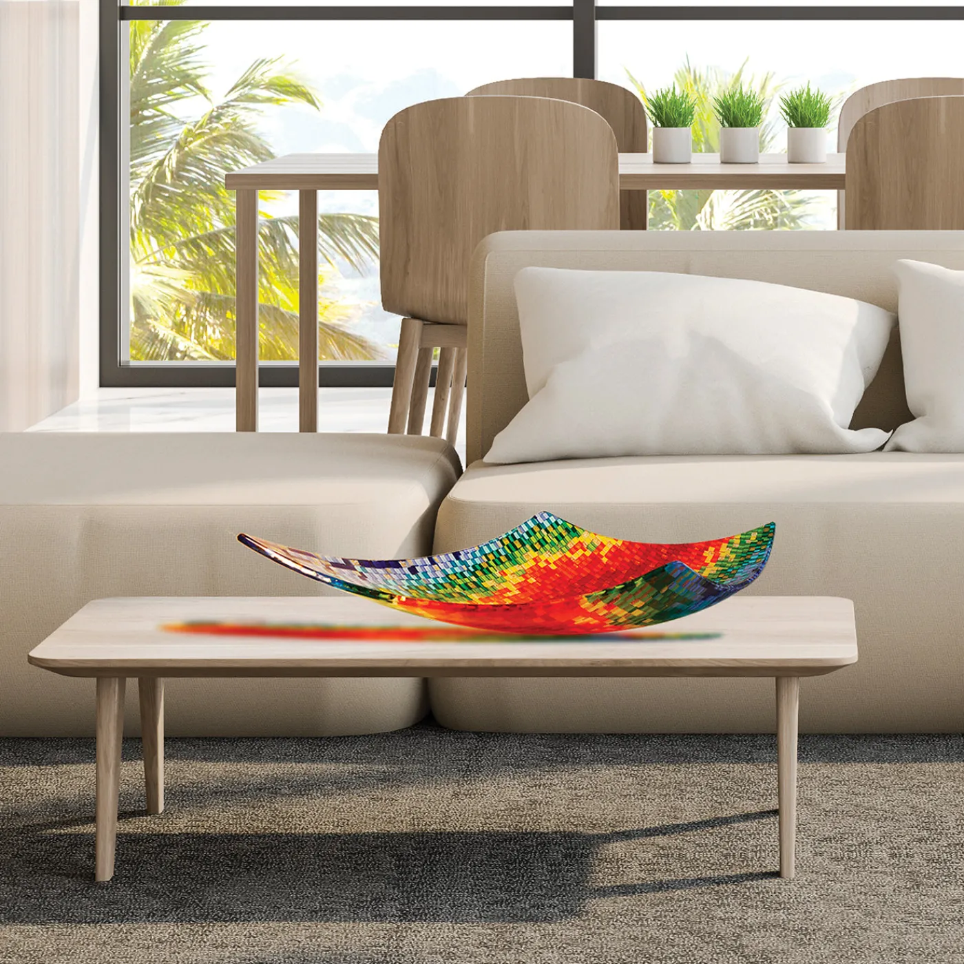 VéVé Glass Centrotavola in vetro di Murano Rombo Impression di Andrea Orso> Centrotavola