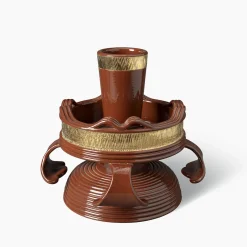 Bitossi Ceramiche Centrotavola marrone e oro in stile vintage di Pierre Marie Agin> Centrotavola