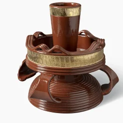 Bitossi Ceramiche Centrotavola marrone e oro in stile vintage di Pierre Marie Agin><noscript><img width=