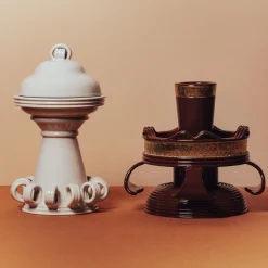 Bitossi Ceramiche Centrotavola marrone e oro in stile vintage di Pierre Marie Agin><noscript><img width=