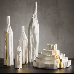 Paola Paronetto Centrotavola Ninfea low Bianco con inserto dorato> Centrotavola