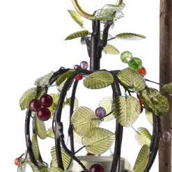 Edi Chirumbolo Centrotavola portacandele decorativo in legno con bacche e foglie in vetro N.2><noscript><img width=