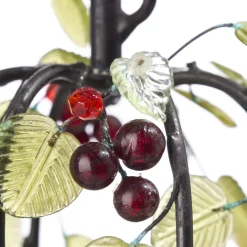 Edi Chirumbolo Centrotavola portacandele decorativo in legno con bacche e foglie in vetro N.1> Candelieri E Portacandele