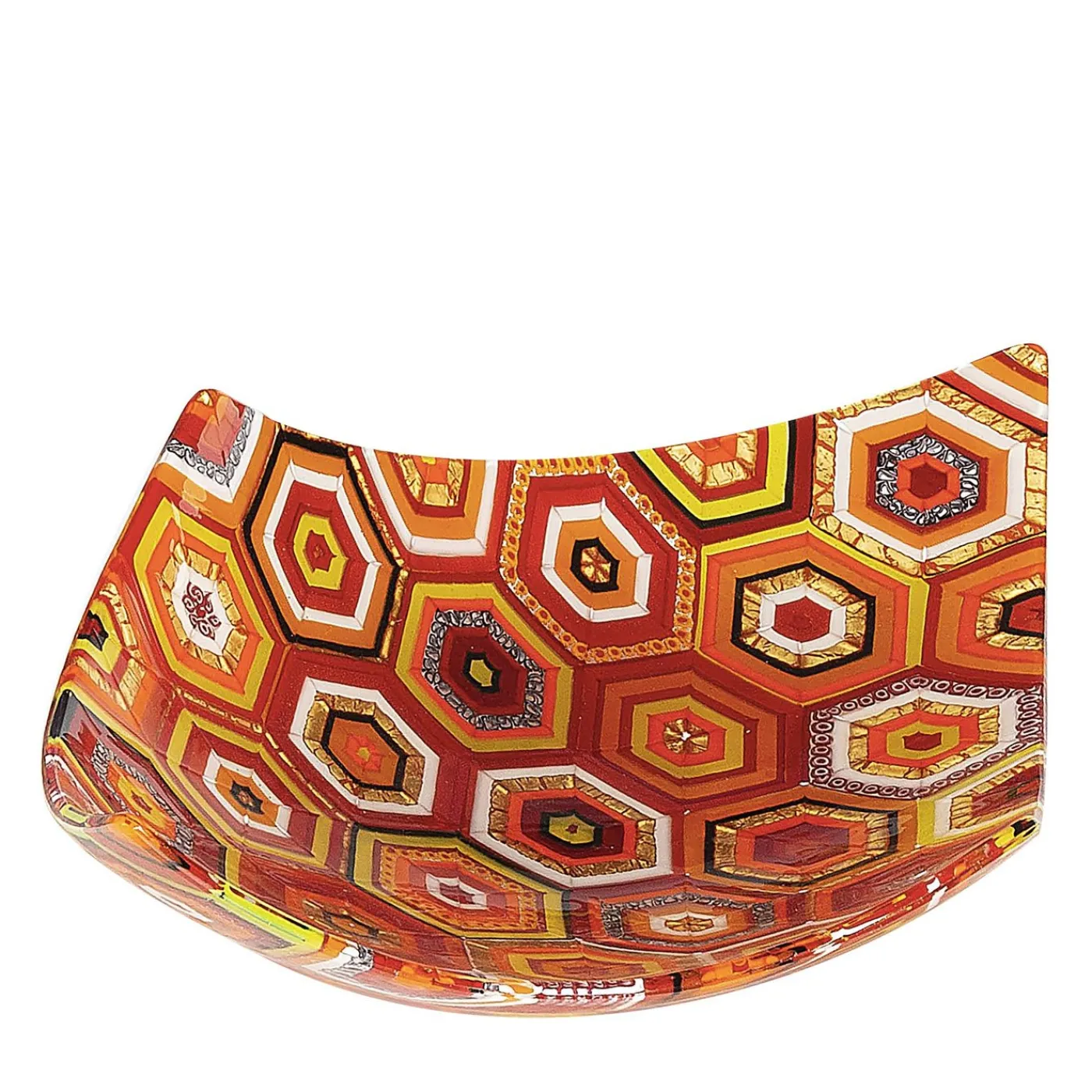 VéVé Glass Centrotavola Rombo esagonale in vetro di Murano rosso di Andrea Orso> Centrotavola