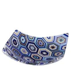 VéVé Glass Centrotavola Rombo esagonale in vetro di Murano blu di Andrea Orso> Centrotavola