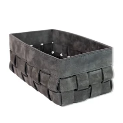 Cassigoli Cesta piccola Bottega in pelle grigio scuro> Ceste