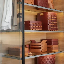 ADJ Style Cestino Geometria in pelle Bordeaux e Cognac> Ceste