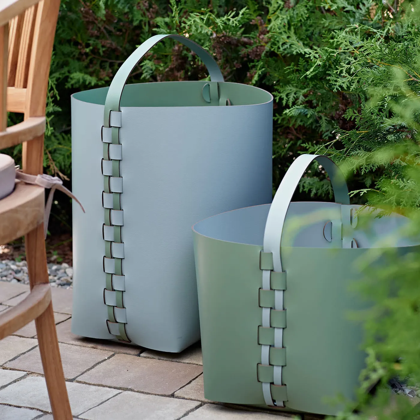 ADJ Style Cestino Helena in pelle Sky Blue e Eucalyptus> Ceste