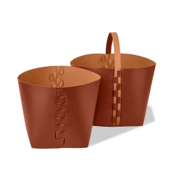 ADJ Style Cestino Helena piccolo in pelle Bordeaux e Cognac> Ceste