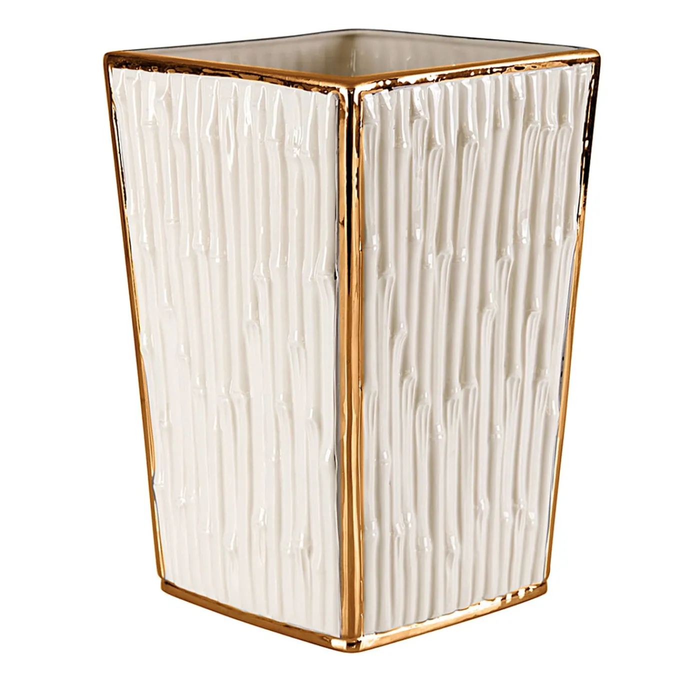 Villari CESTINO IN BAMBÙ - BIANCO E ORO> Arredo Bagno