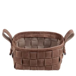 Bottega Conticelli Cestino in pelle intrecciata marrone> Ceste