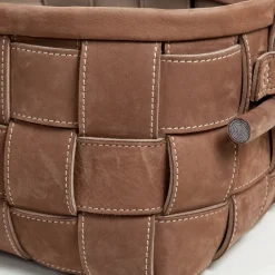 Bottega Conticelli Cestino in pelle intrecciata marrone> Ceste