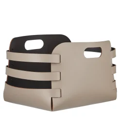 ADJ Style Cestino Riga in pelle Cappuccino e Cioccolato> Ceste