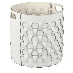 ADJ Style Cestino rotondo Dubai in pelle bianca e panna cotta> Ceste