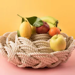 Marricreo Cestino rotondo grande in corda color crema> Ceste