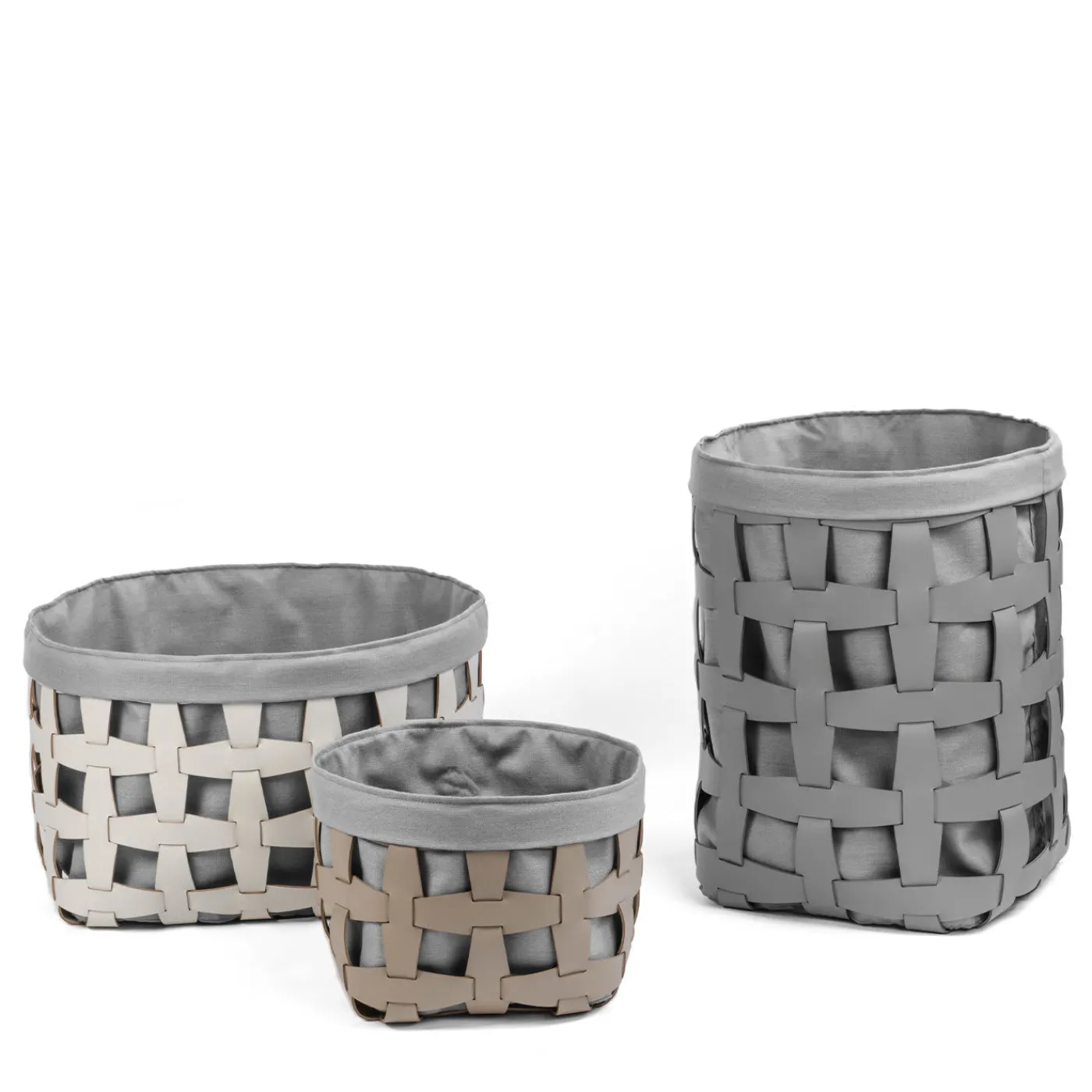 Pinetti Cesto per la biancheria in pelle con gancio> Ceste