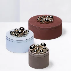 Giobagnara Champagne Sphérades Taupe Scatola rotonda piccola> Scatole