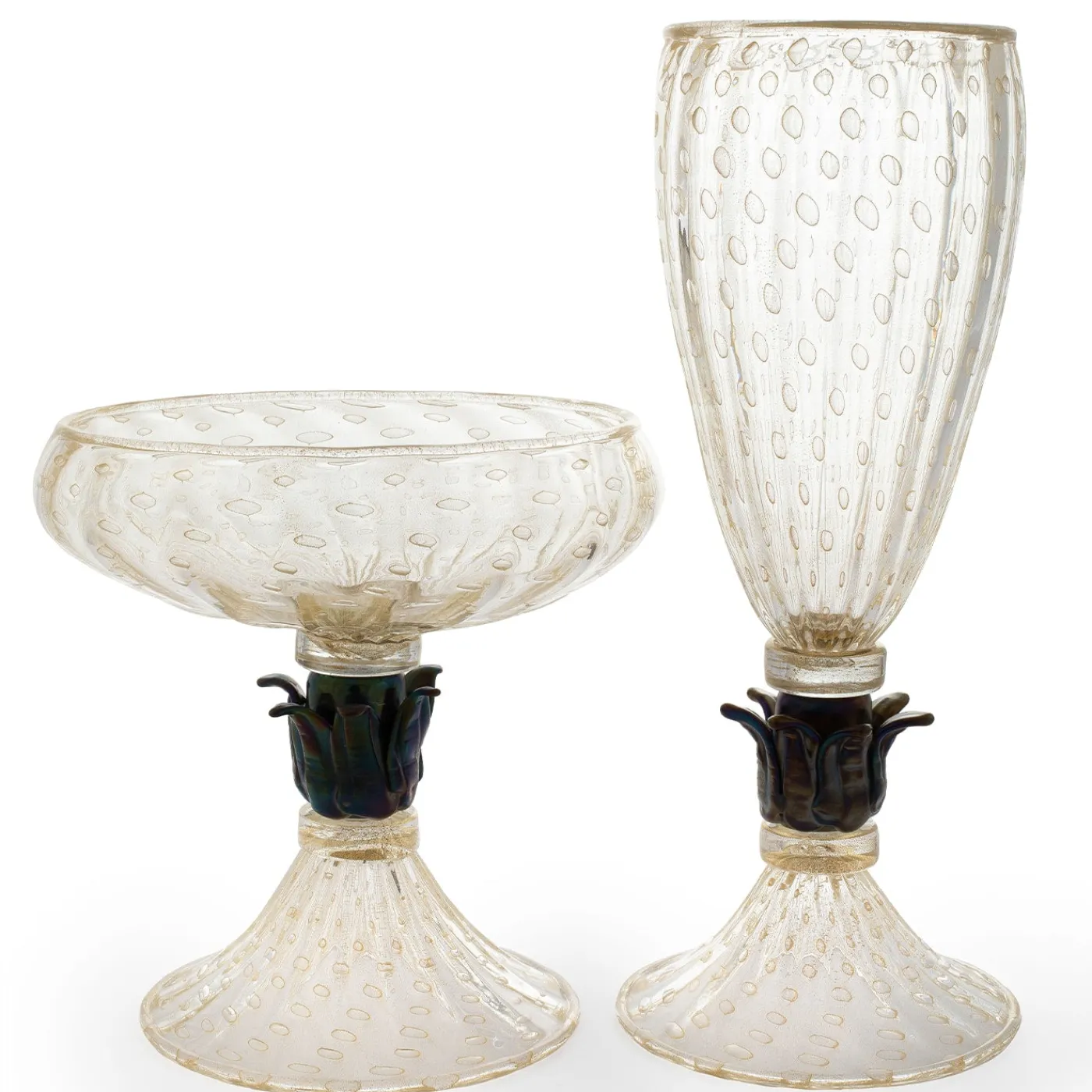 Officine di Murano 1295 Ciotola con piede in oro 24 carati e nero> Centrotavola