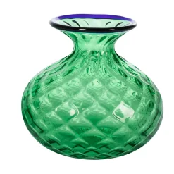 Officine di Murano 1295 Cipolla Balloton Vaso verde con bordo blu> Vasi Da Fiori