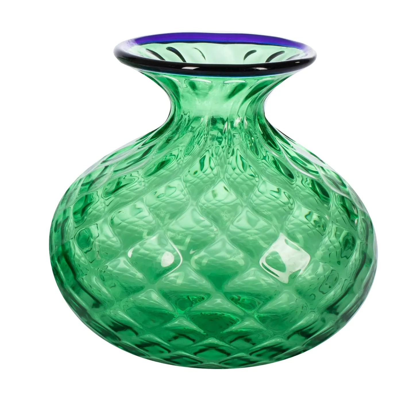 Officine di Murano 1295 Cipolla Balloton Vaso verde con bordo blu> Vasi Da Fiori