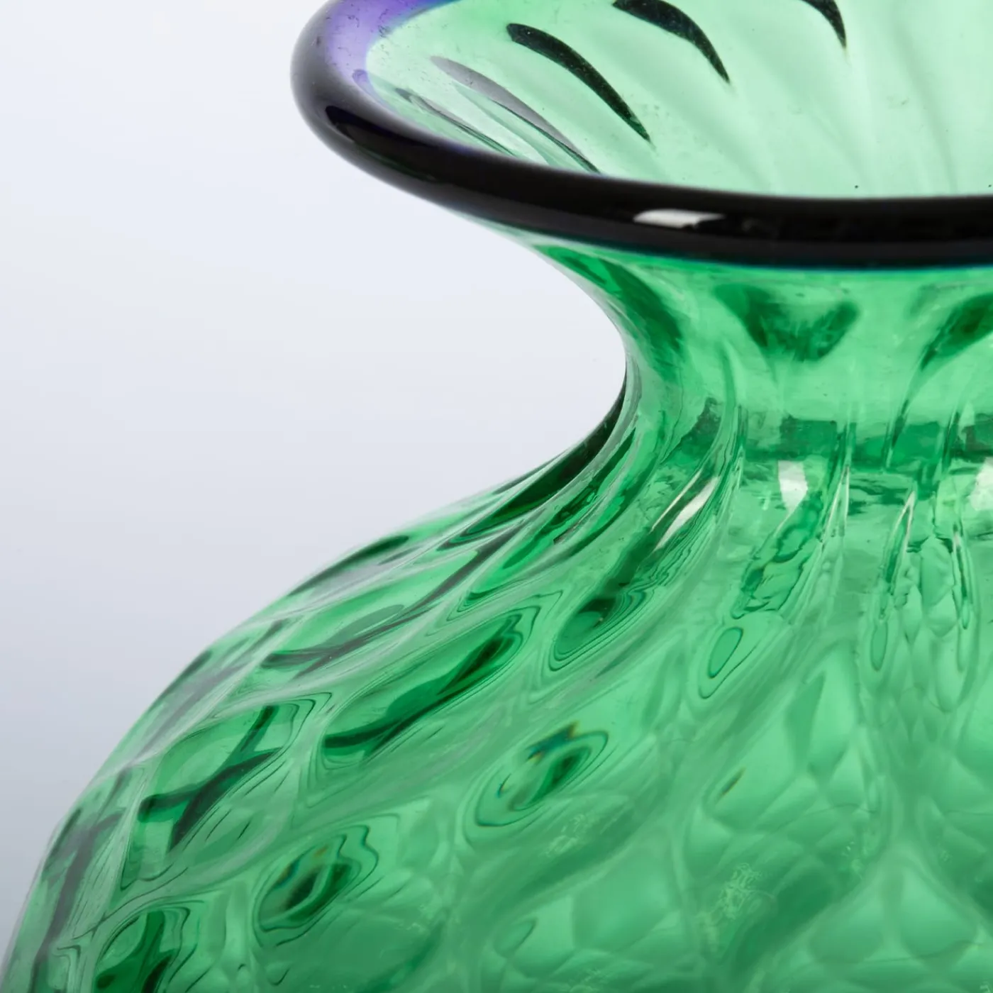 Officine di Murano 1295 Cipolla Balloton Vaso verde con bordo blu> Vasi Da Fiori