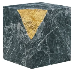 Alimonti Milano Colpo Da Maestro Scultura cubica in marmo argentato foglia oro> Sculture Decorative