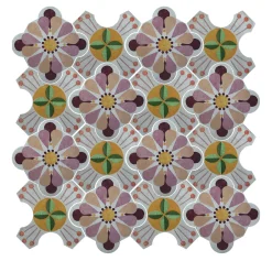 Studio Le Nid Composizione di Piastrelle in Ceramica Multicolore Florin con Motivo Floreale> Piastrelle E Pavimenti